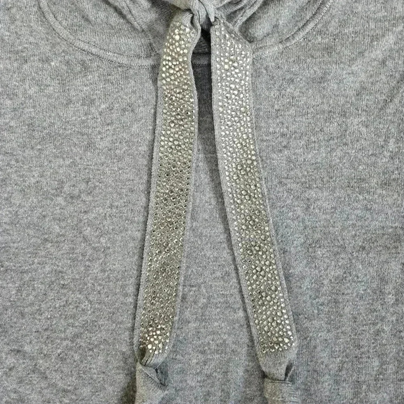 Chicos Cashmere Blend Zenergy Luxe Grey Sweater bedazzled ties sz S - Picture 3 of 8